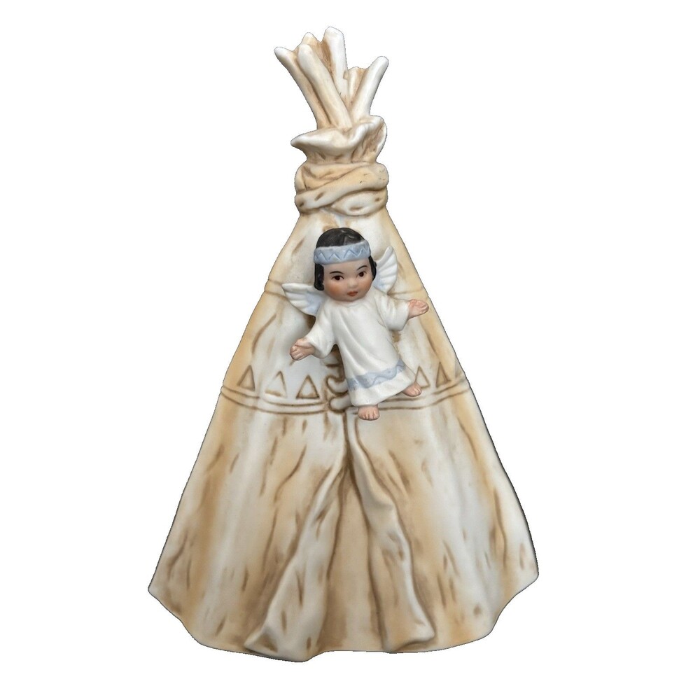 Gregory Perillo's 1985 Sagebrush Kids Porcelain Figurine Angel & Tee Pee Perillo